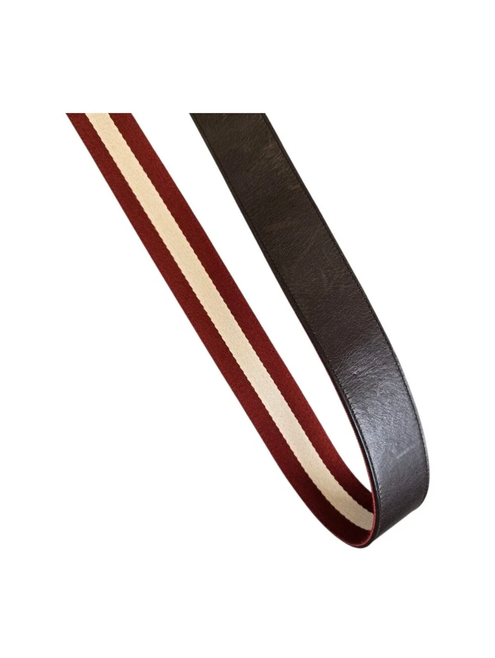 Bally Men's Size 90/36 Reversible B Buckle Canvas & Leather Belt Burgundy/Cream